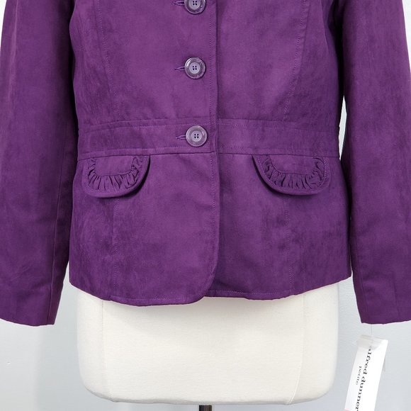 Alfred Dunner Purple City Smarts Brushed Feel Button Front Blazer NWT Size 10P - Picture 3 of 14